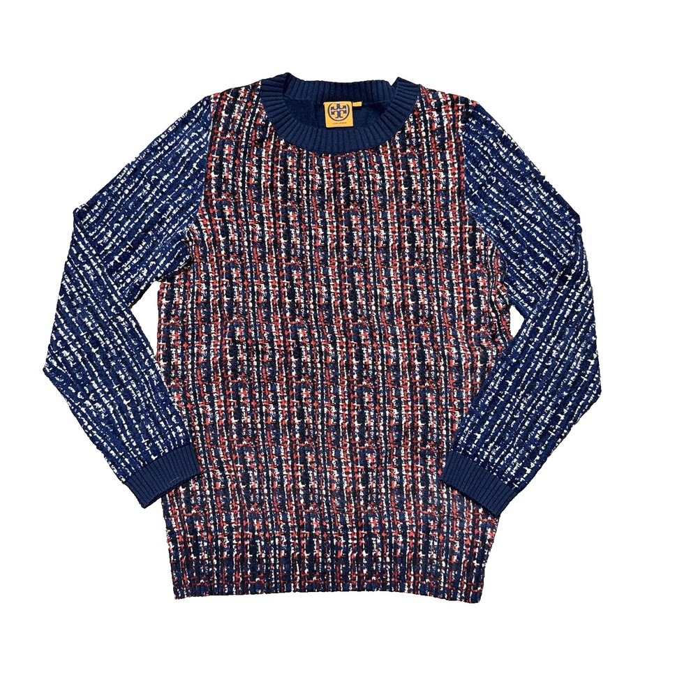 Tory Burch Wool Blend Sweater Round Neck Long Sleeve Multicolor Women's Large